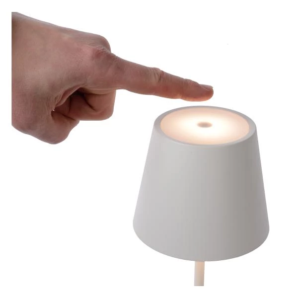 Lucide JUSTIN - Lampe de table Extérieur - Ø 11 cm - LED Dim. - 1x2,2W 3000K - IP54 - 3 StepDim - Blanc - détail 3